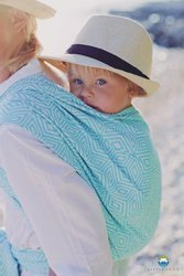Woven wrap Little Frog Turquoise Cube