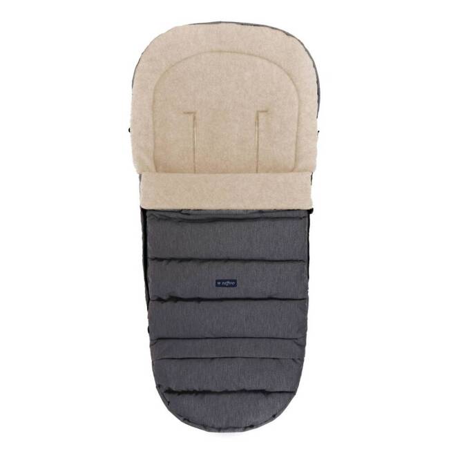 Baby carriage footmuff iGrow 4.0 Beige Wool premium + Melange Graphite