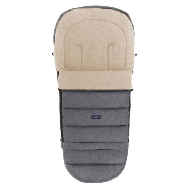 Baby carriage footmuff iGrow 4.0 Beige Wool premium + Melange Grey