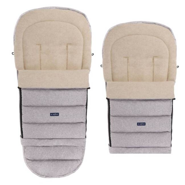 Baby carriage footmuff iGrow 4.0 Beige Wool premium + Melange Light Grey