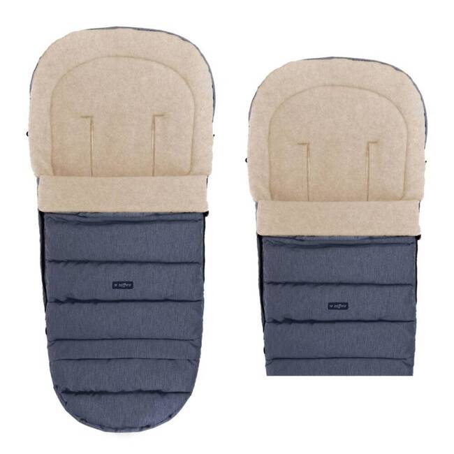 Baby carriage footmuff iGrow 4.0 Beige Wool premium + Melange Navy Blue