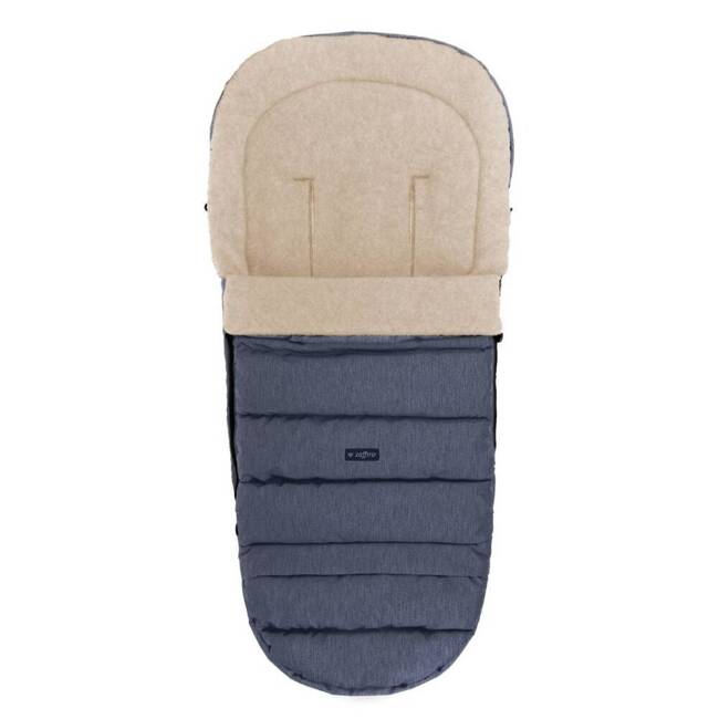 Baby carriage footmuff iGrow 4.0 Beige Wool premium + Melange Navy Blue