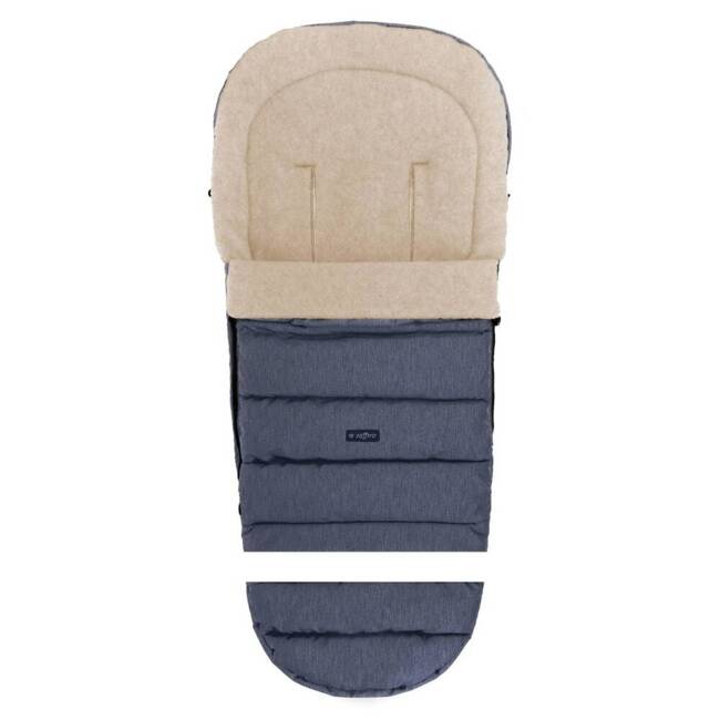 Baby carriage footmuff iGrow 4.0 Beige Wool premium + Melange Navy Blue