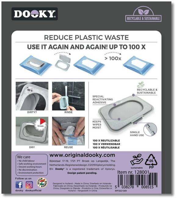 DOOKY Reusable Lid/Dispenser for Wet Wipes