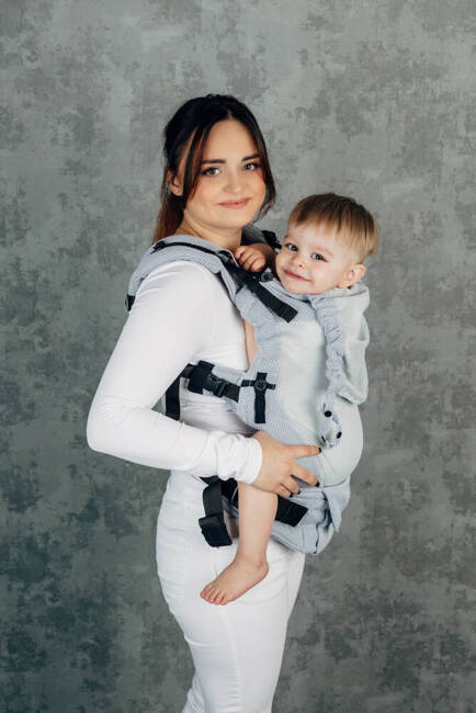 LennyLamb Mesh Baby carrier: LennyUpGrade Little Herringbone Grey