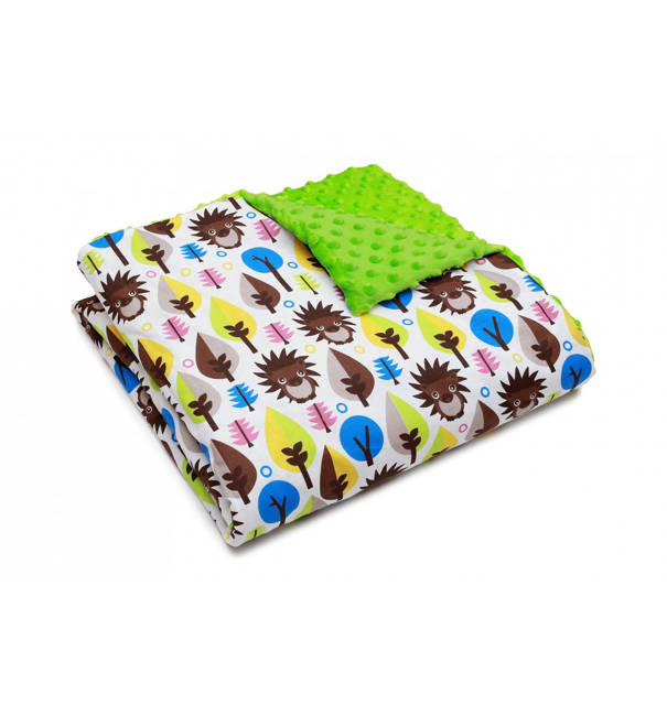 Minky Fleece Blanket (Celadon hedgehogs) 80x100 cm