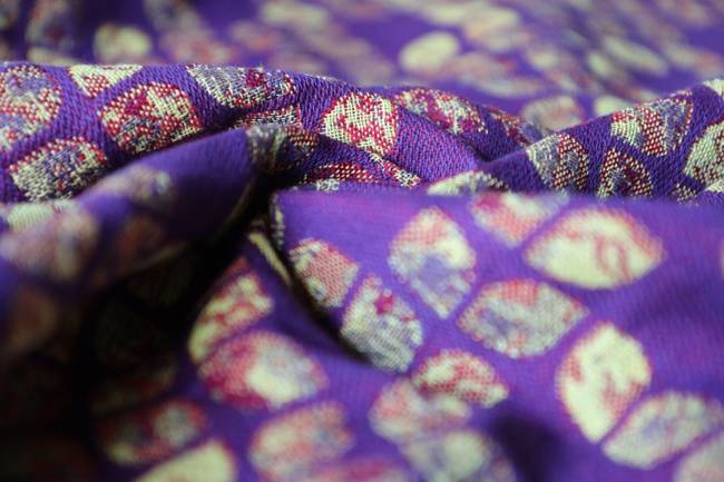 Woven Wrap Yaro Slings - Petals Ultra Yellow Red Violet Wool Linen
