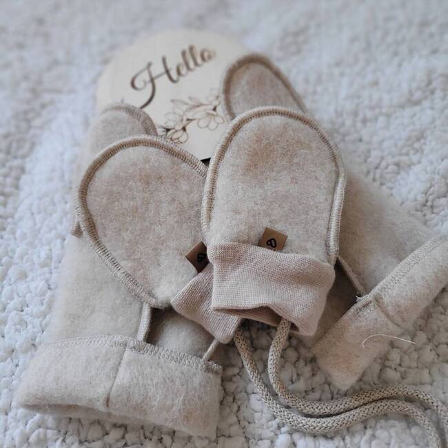 Zaffiro - Children's Mittens - Beige Premium Wool 3-5 years