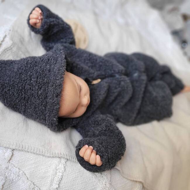 Zaffiro - Woolen Romper Suit - Wool Lamb Graphite