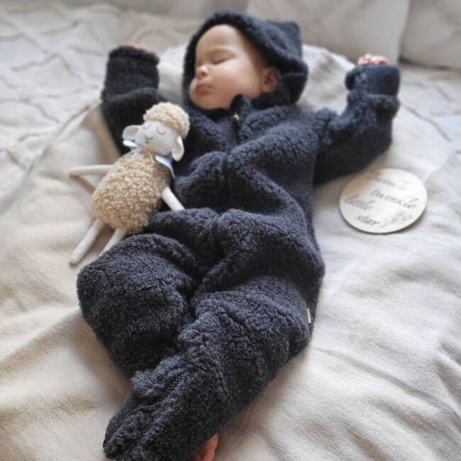 Zaffiro - Woolen Romper Suit - Wool Lamb Graphite