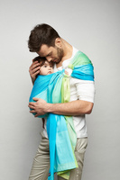 Zaffiro Ring Sling - Hug Me - Turquoise and Lime Green Stripes