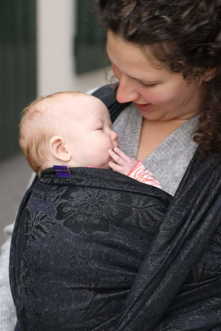 Chusta kółkowa Yaro Slings - Ava Duo Black Wool Silk Glam