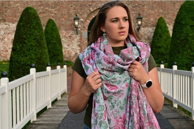 Szal Yaro Slings - La Peonia Trinity Fuchsia Green Tencel