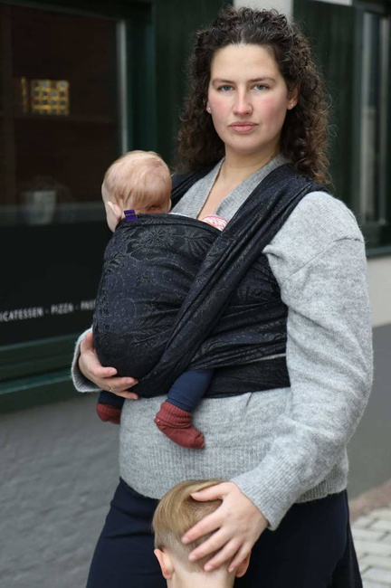 Chusta kółkowa Yaro Slings - Ava Duo Black Wool Silk Glam