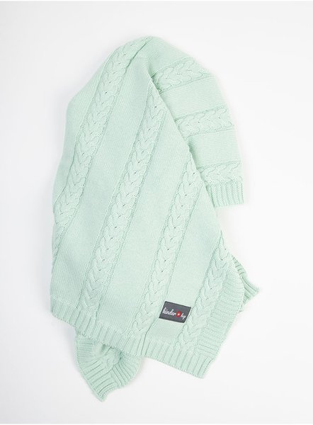 Kocyk dziecięcy dziany - Turkusowy, 90x65, bawełna