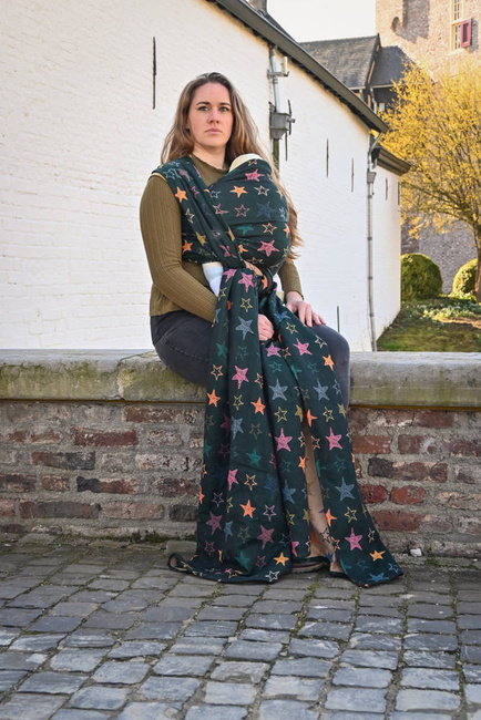 Chusta kółkowa Yaro Slings - Stellar Spongy Black Multicolor Glossy