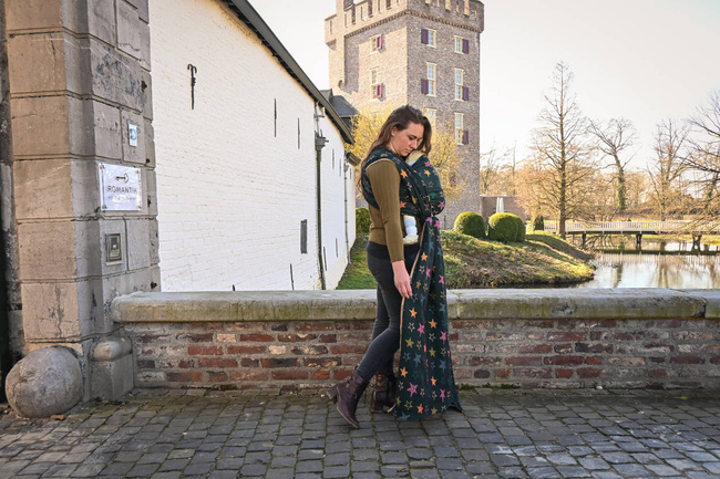 Chusta kółkowa Yaro Slings - Stellar Spongy Black Multicolor Glossy