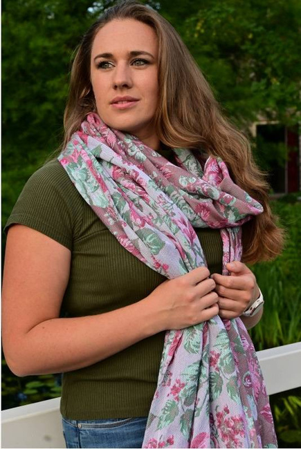 Szal Yaro Slings - La Peonia Trinity Fuchsia Green Tencel