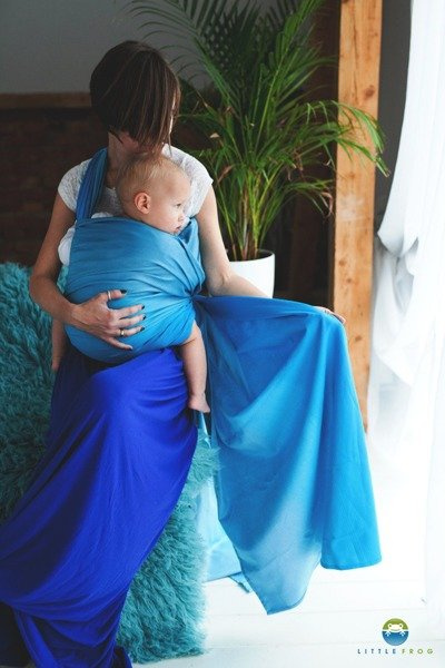 Chusta tkana Little Frog - Niebieski Lazuryt