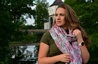 Szal Yaro Slings - La Peonia Trinity Fuchsia Green Tencel