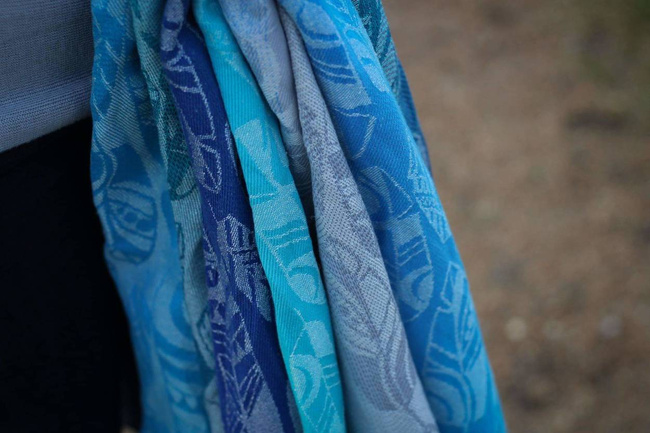 Woven Wrap Yaro Slings - Four Winds Aqua Grad Natural Hemp