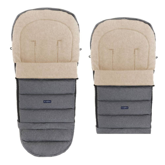 Baby carriage footmuff iGrow 4.0 Beige Wool premium + Melange Grey