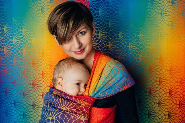 Chusta tkana LennyLamb - Lotos Tęczowy