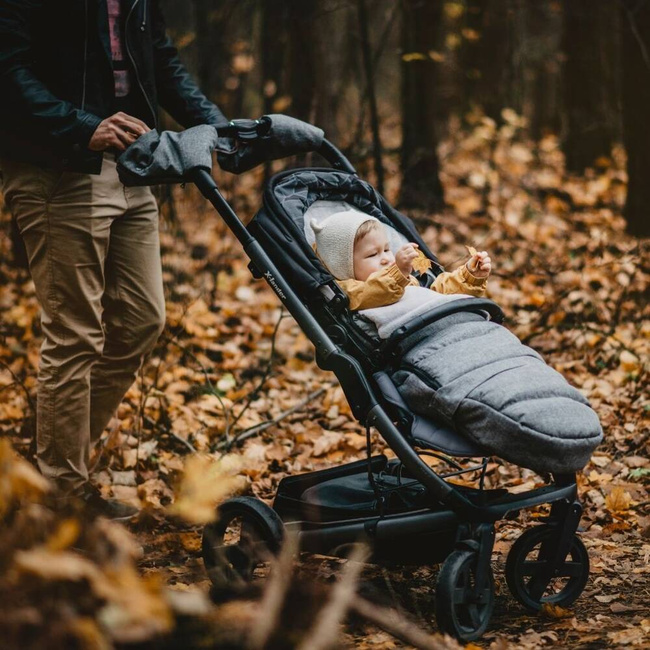 Rękawiczki Mufki do wózka dwuczęściowe Wełna Melanż Szary 