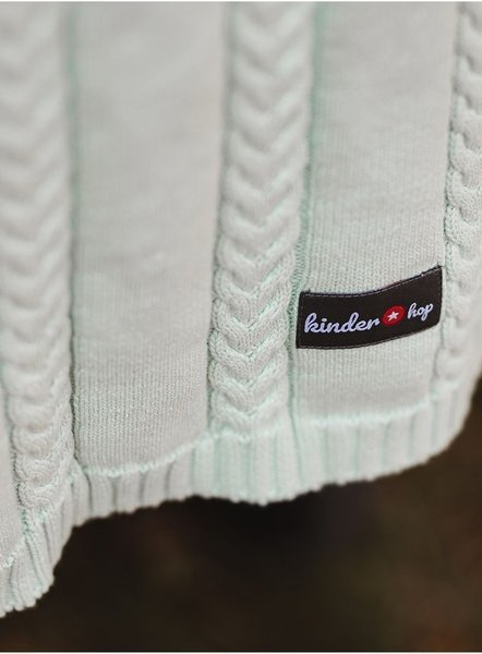 Kocyk dziecięcy dziany - Turkusowy, 90x65, bawełna