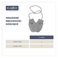 Zaffiro - Rękawiczki dziecięce Wełna premium 0-12m Grey