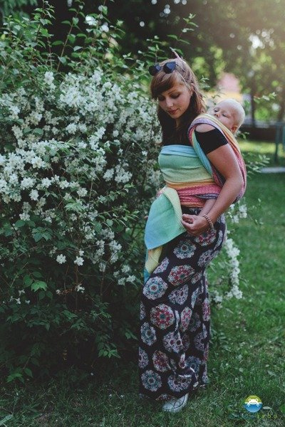 Chusta tkana Little Frog Lovely Linen Rainbow