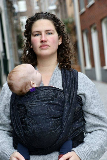 Chusta kółkowa Yaro Slings - Ava Duo Black Wool Silk Glam