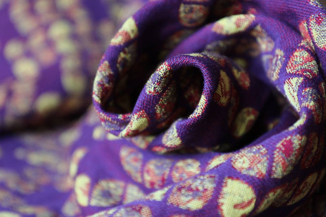 Woven Wrap Yaro Slings - Petals Ultra Yellow Red Violet Wool Linen