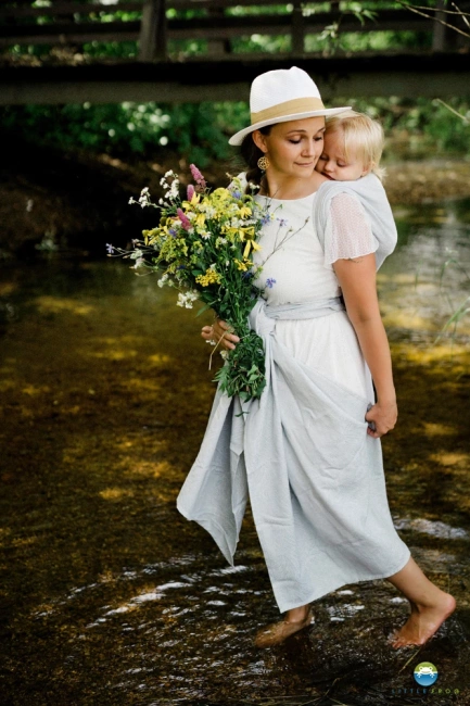 Chusta tkana Little Frog - Linen Silver Wildness