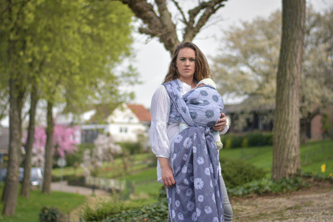 Chusta tkana Yaro Slings - Chamomile Trinity Purple Pine Tencel Confetti