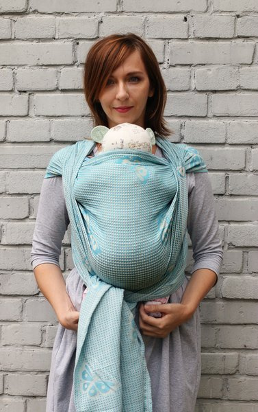 Chusta tkana Sensimo Slings - Happy Butterfly Light Turkisa