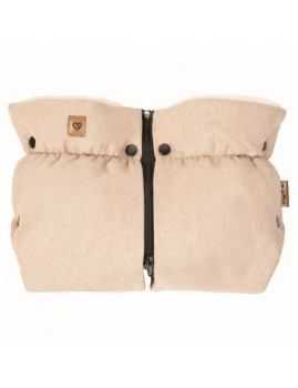 Rękawiczki Mufki do wózka dwuczęściowe Beżowa Wełna premium + Melanż Beżowy