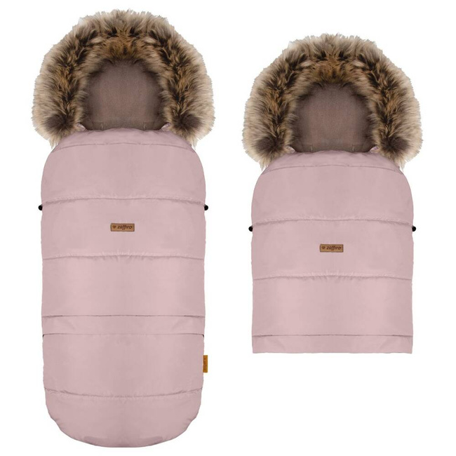 Zaffiro GrowUP 4.0 Stroller Sleeping Bag with Bag - Beige Plush + Rose