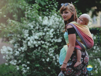 Chusta tkana Little Frog Lovely Linen Rainbow