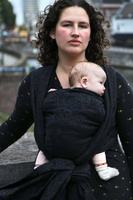 Chusta kółkowa Yaro Slings - Ava Duo Black Wool Silk Glam