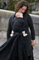 Chusta kółkowa Yaro Slings - Ava Duo Black Wool Silk Glam