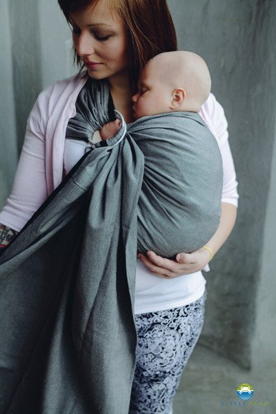 Chusta kółkowa Little Frog Grafitowa Jodełka