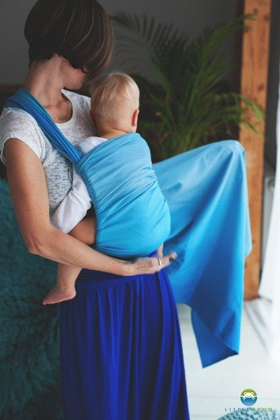 Chusta tkana Little Frog - Niebieski Lazuryt