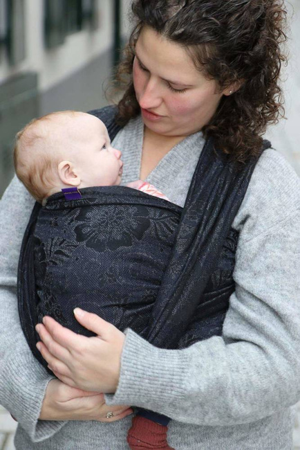 Chusta kółkowa Yaro Slings - Ava Duo Black Wool Silk Glam