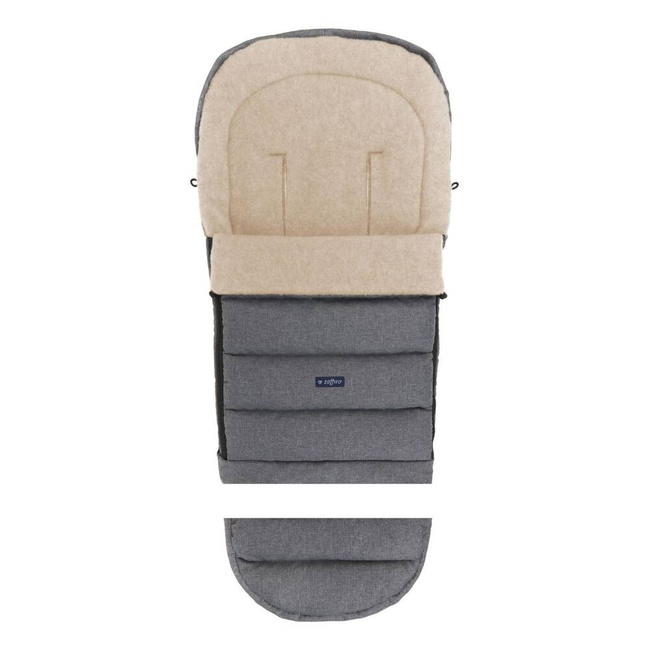 Baby carriage footmuff iGrow 4.0 Beige Wool premium + Melange Grey