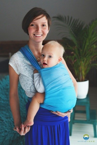 Chusta tkana Little Frog - Niebieski Lazuryt