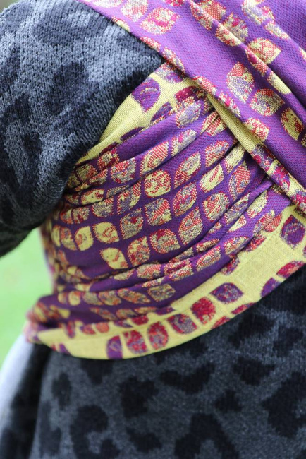 Woven Wrap Yaro Slings - Petals Ultra Yellow Red Violet Wool Linen