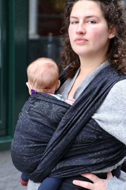 Chusta kółkowa Yaro Slings - Ava Duo Black Wool Silk Glam