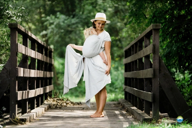 Chusta tkana Little Frog - Linen Silver Wildness