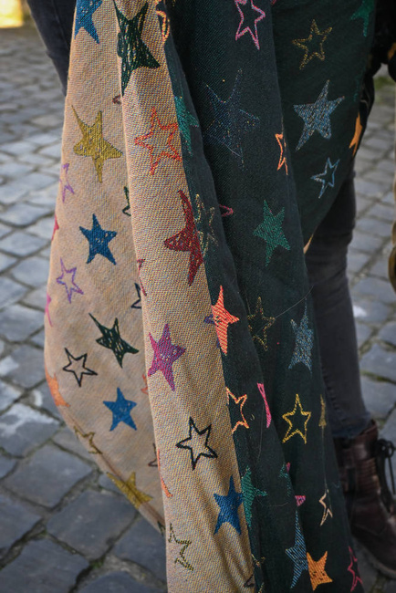 Chusta kółkowa Yaro Slings - Stellar Spongy Black Multicolor Glossy